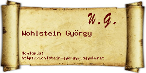 Wohlstein György névjegykártya